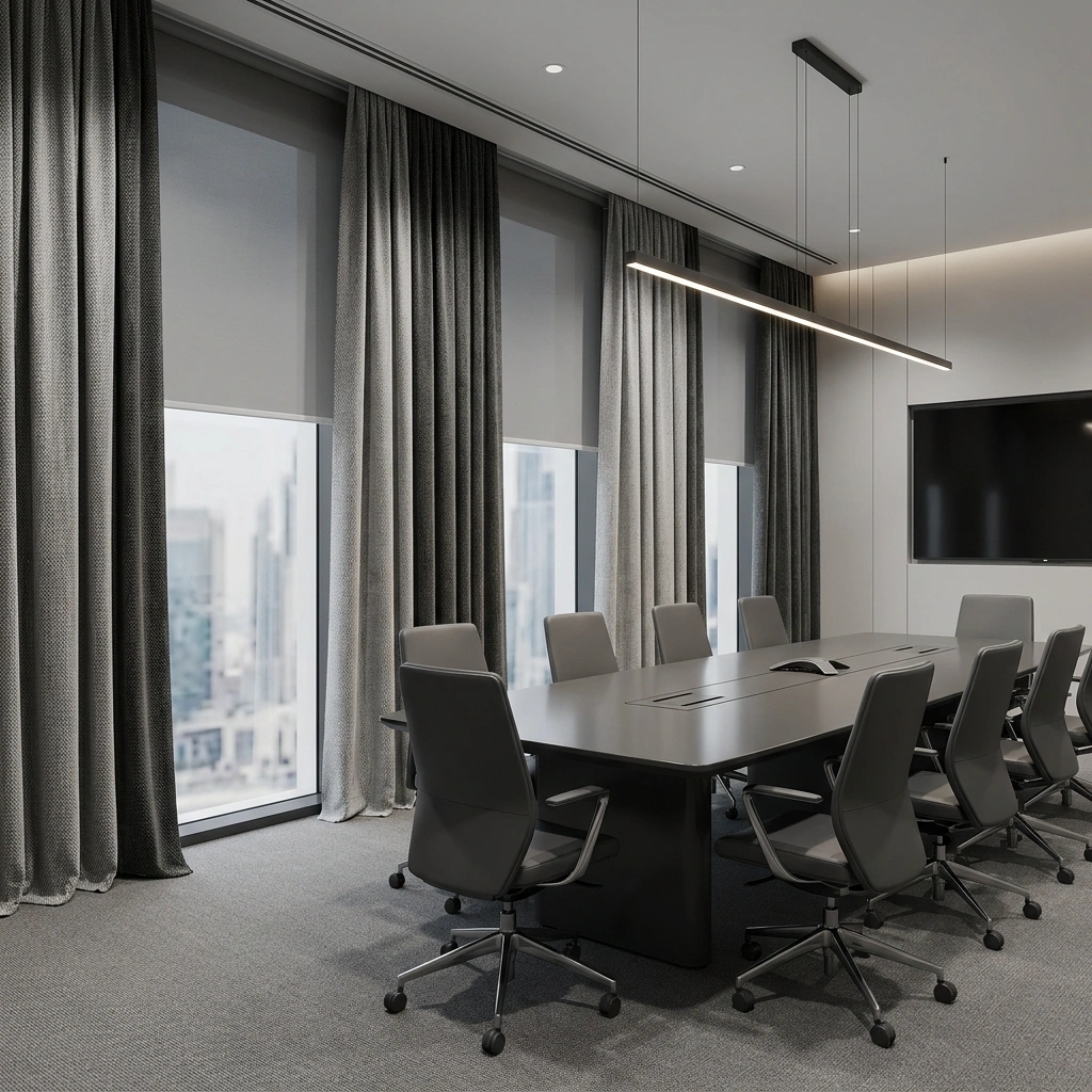 Acoustic fire retardant office curtains Dubai
