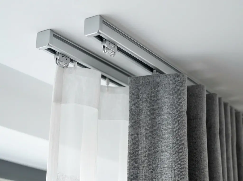 Robust double track systems Dubai for smooth operation of heavy layered curtains.
