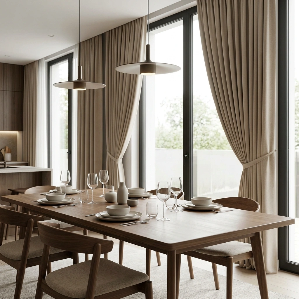 Dining room motorized curtains