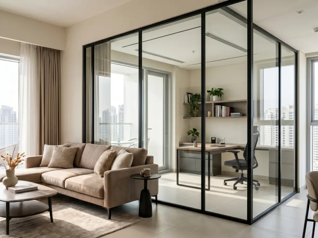 Seamless acoustic wall partitioning installed by apartment renovation Dubai professionals.