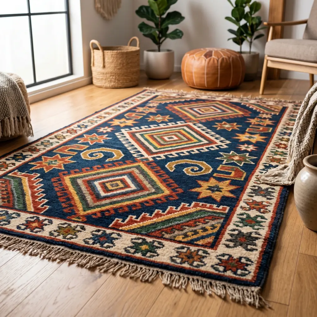 Expressive and dynamic patterns of traditional artisanal tribal handmade rugs Dubai.