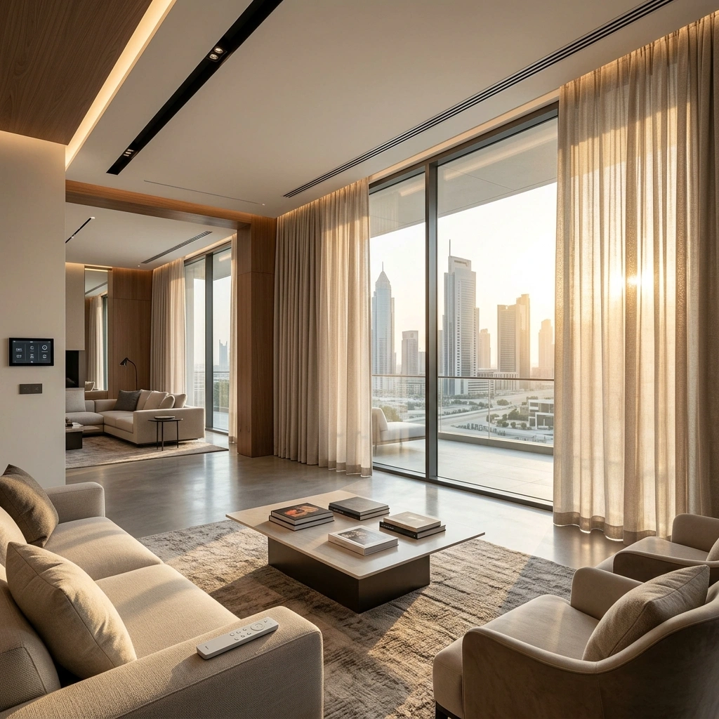 Remote controlled automated curtains Dubai for smart homes