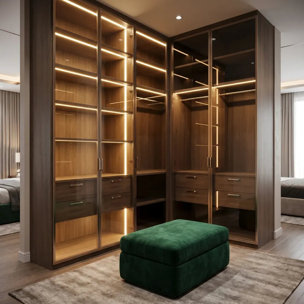 Custom walk in closet built for deep rest and organization by expert property renovation Dubai.