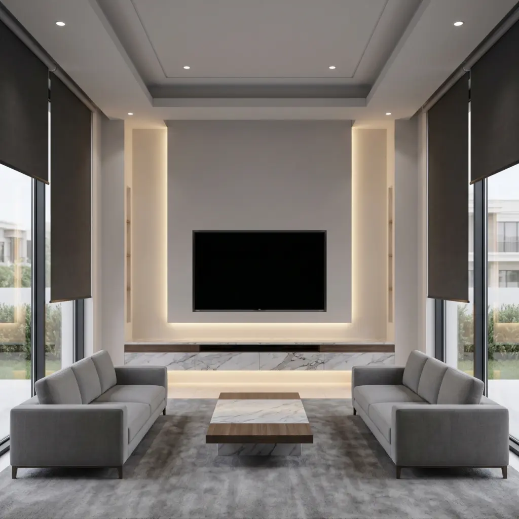 Advanced climate and lighting control systems installed during a modern villa renovation Dubai.