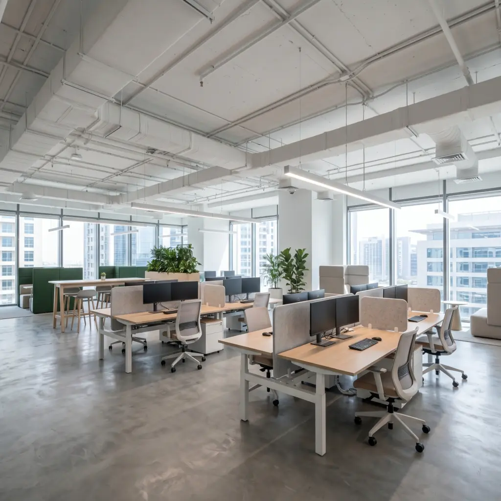 Optimized floor plan maximizing square footage for an office renovation Dubai project.