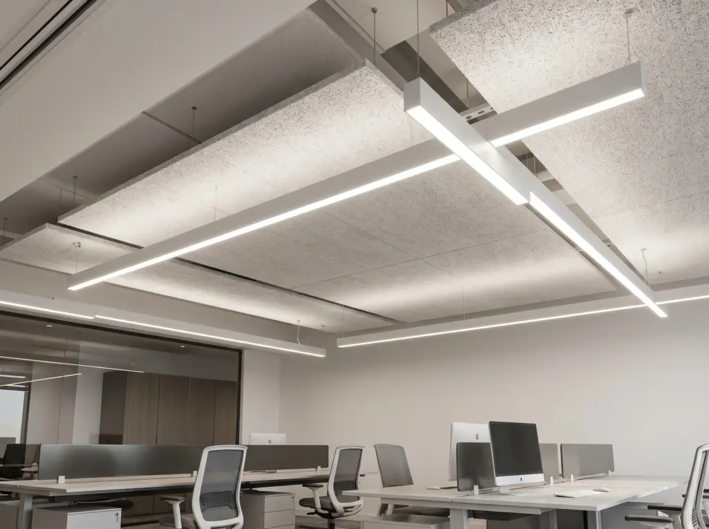 rgonomic and energy efficient LED systems featured in office renovation Dubai.