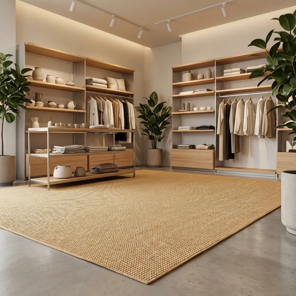Safe and professional alternative to synthetic carpets using commercial sisal rugs Dubai.