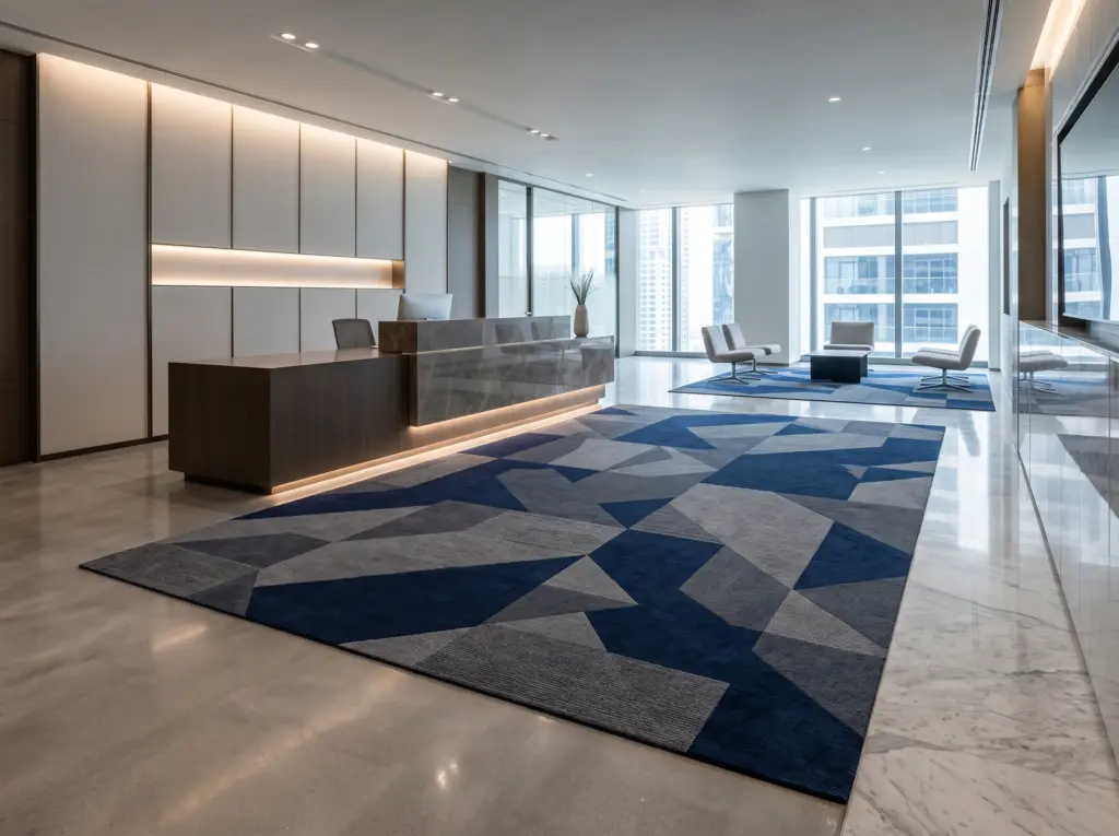 Professional and durable commercial grade custom rugs Dubai for office reception.