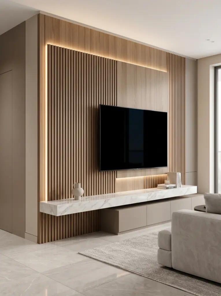 Custom living area layout showcasing our apartment renovation Dubai expertise and tailored environments.