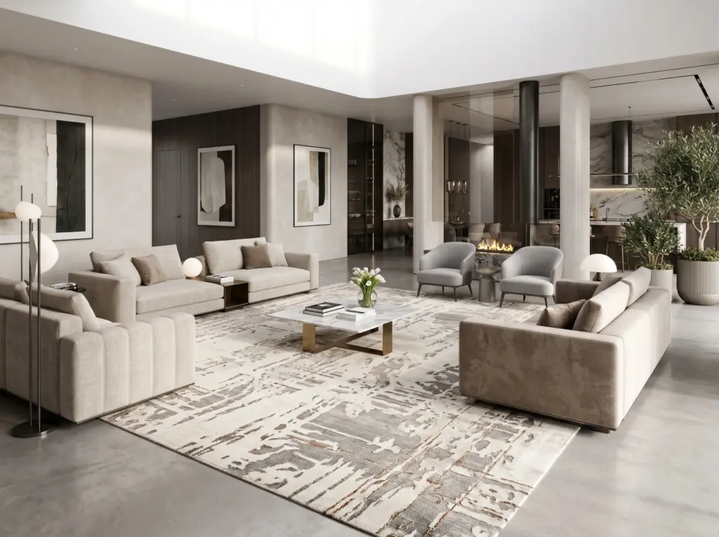Resilient custom rugs Dubai designed for massive open plan villas.