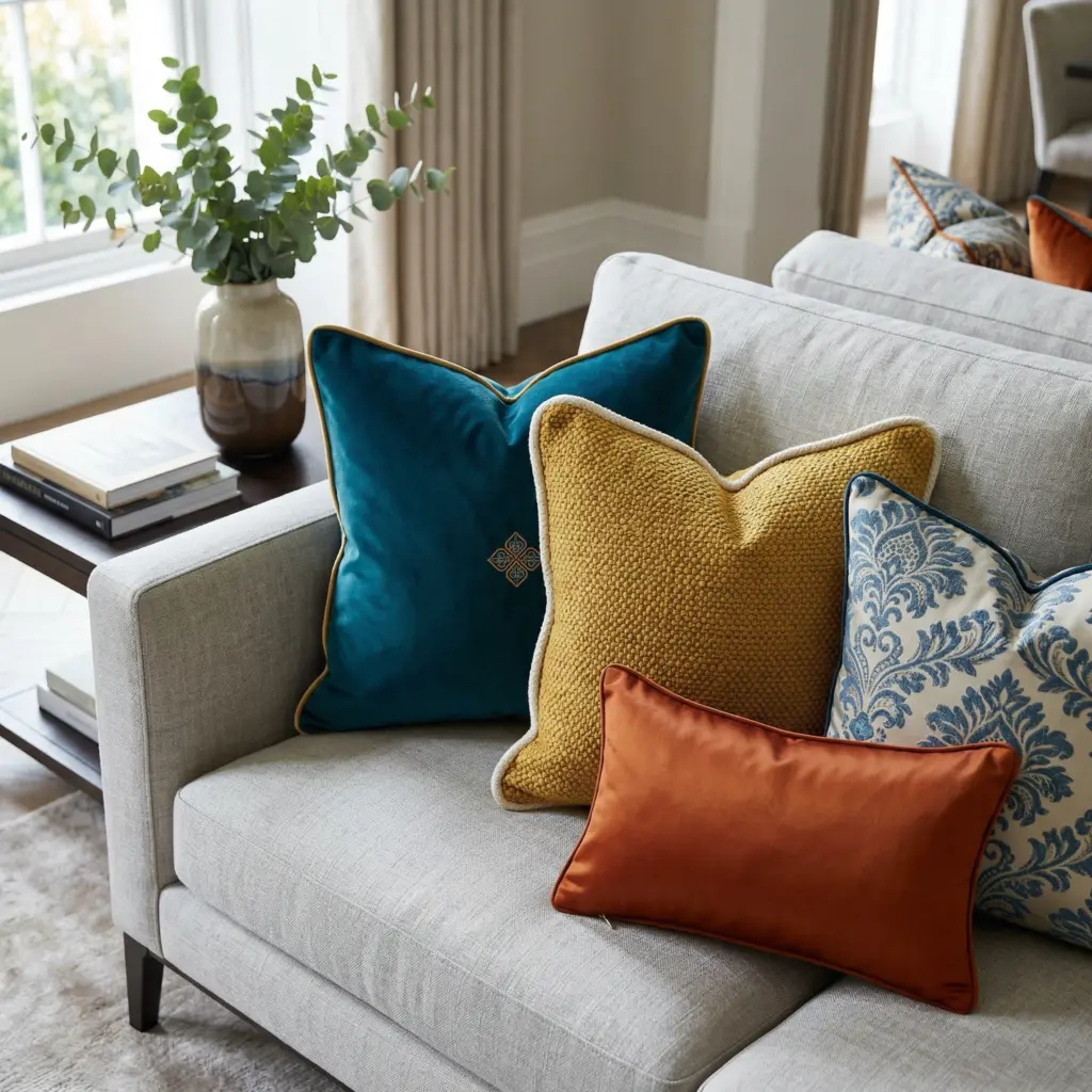 Beautifully sewn decorative scatter cushions for back support.