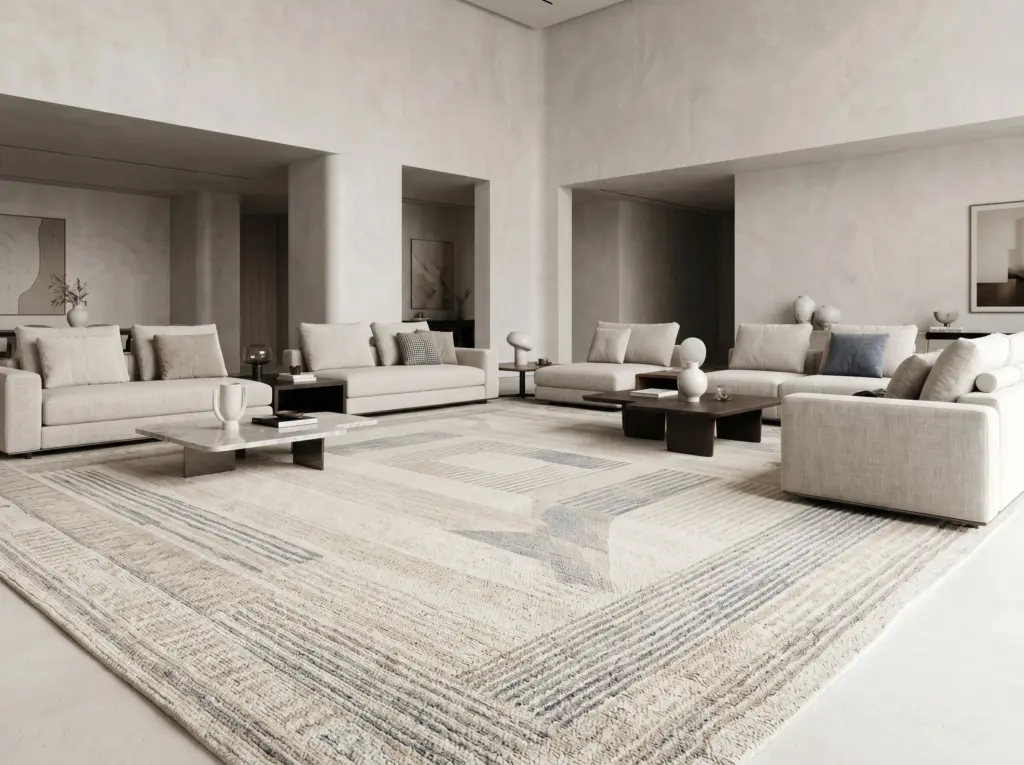 Highly resilient hand knotted wool handmade rugs Dubai for living spaces.