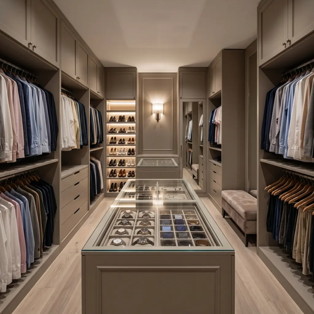 Spacious and well lit custom closet system for bedroom renovation Dubai