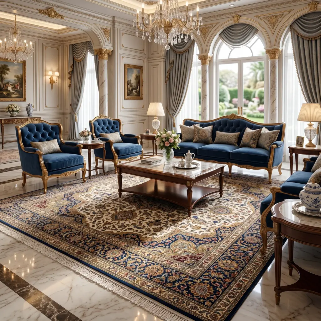 Unmistakable luminous effect and precise motifs of pure silk Persian handmade rugs Dubai.