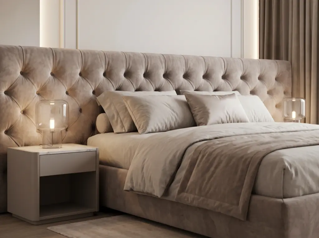 Premium luxury bed setup for a master suite bedroom renovation Dubai