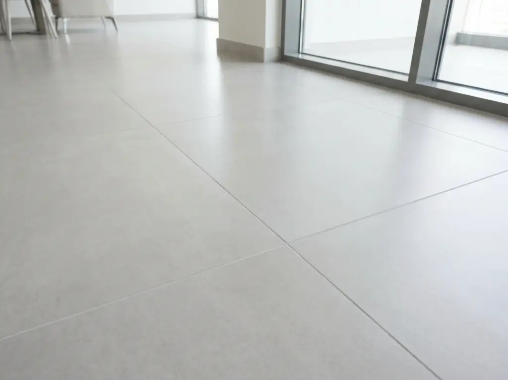 Flawless porcelain tile installation from an apartment renovation Dubai project.