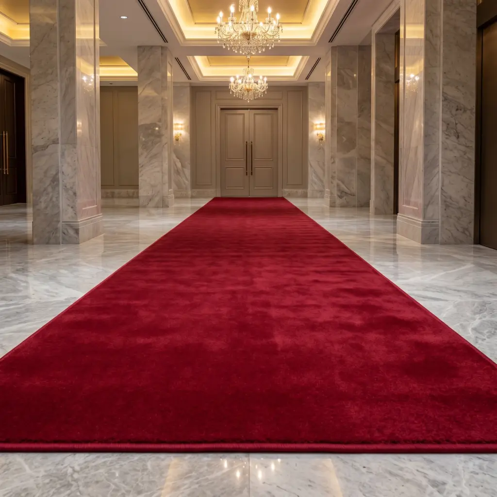 Plush, perfectly bound red carpets exibition carpet dubai