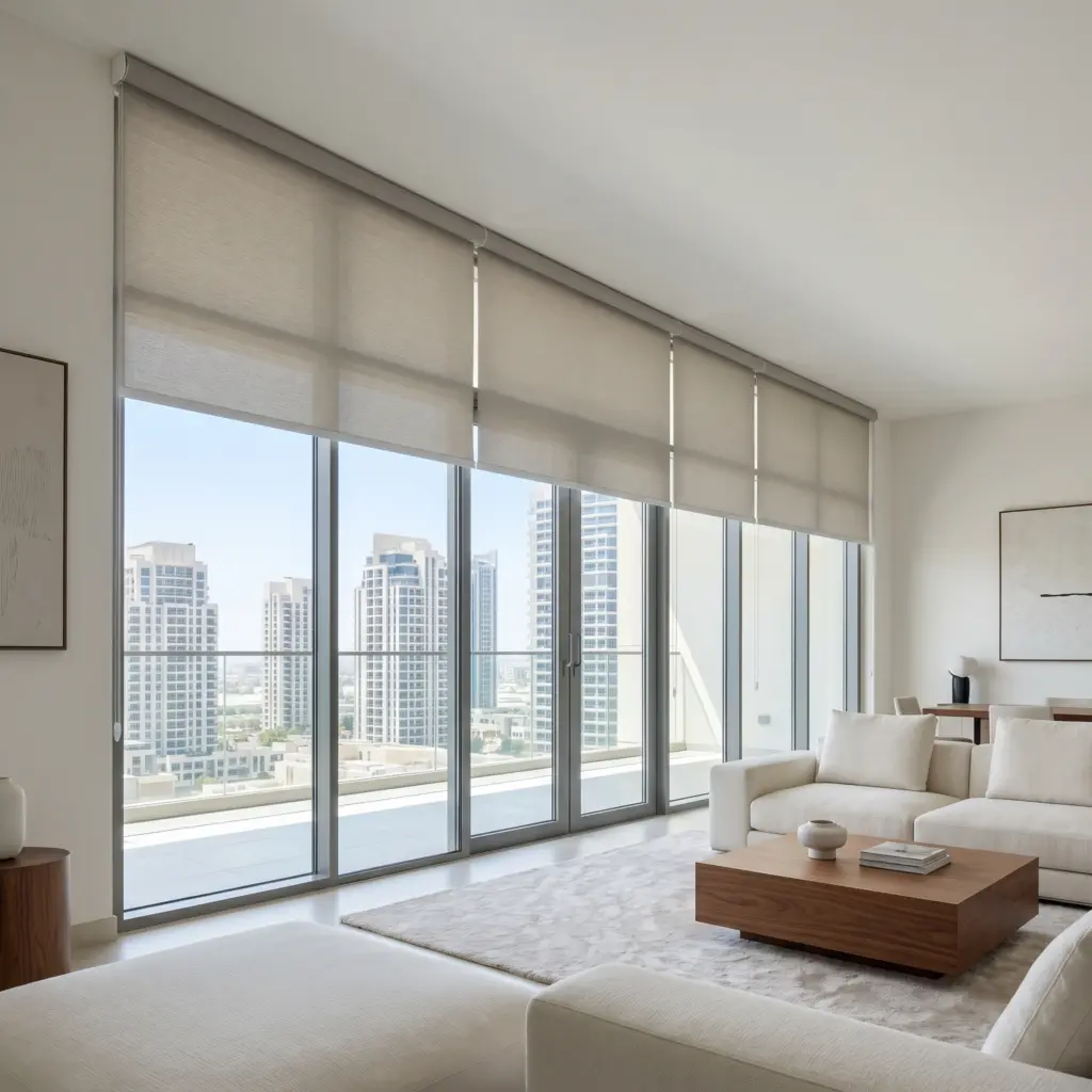 Retractable rollers maintaining a clean profile and elevating the modern appeal of a residence.