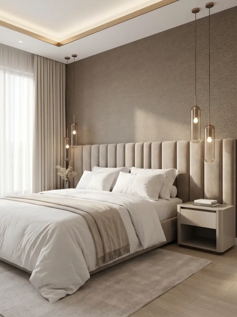 Elegant master bedroom interior reflecting top tier villa renovation Dubai standards.