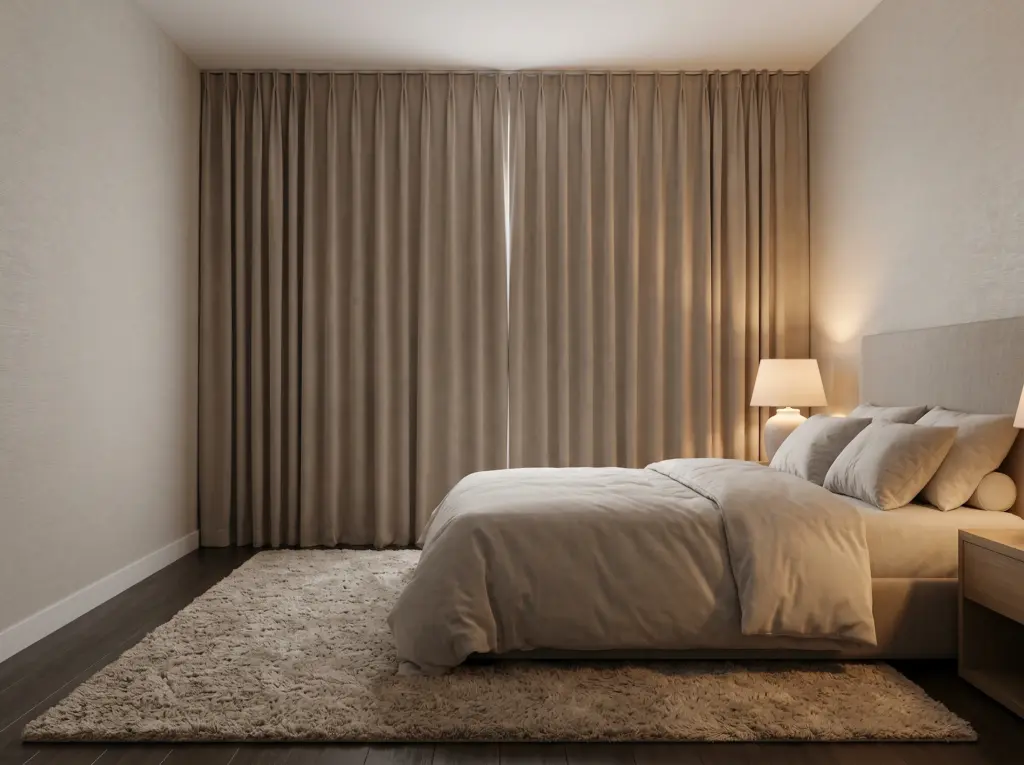 Serene and quiet sleeping space indicating soundproofed bedroom renovation Dubai