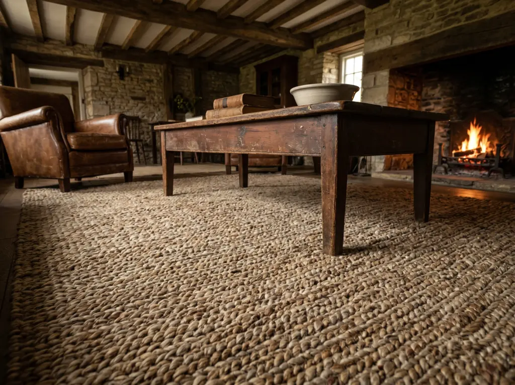 Chunky and highly textured weaves of rustic farmhouse sisal rugs Dubai.