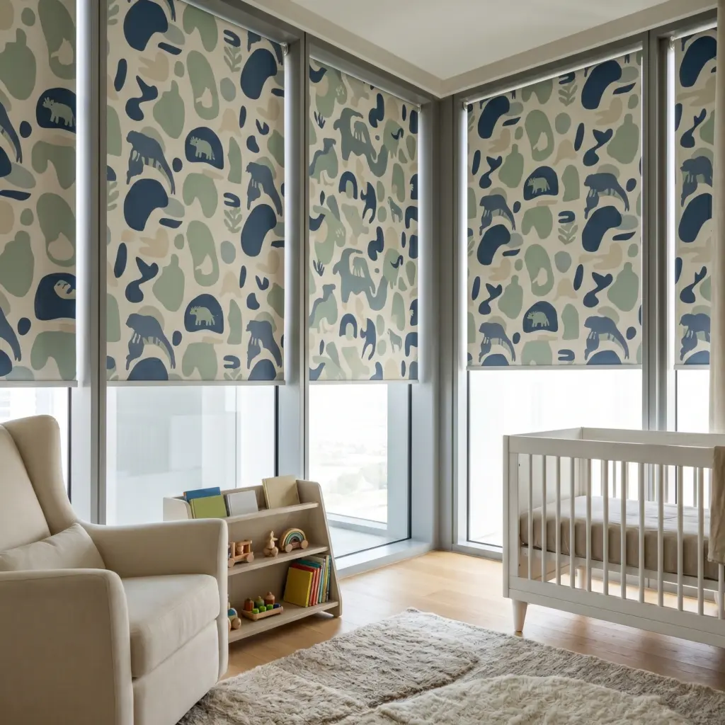 Cord free mechanisms darkening a playroom beautifully to secure a calming environment.