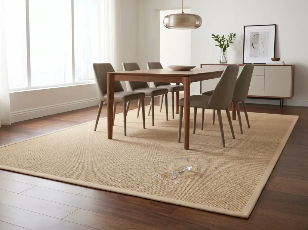 Advanced moisture repelling treatments protecting premium sisal rugs Dubai from spills.