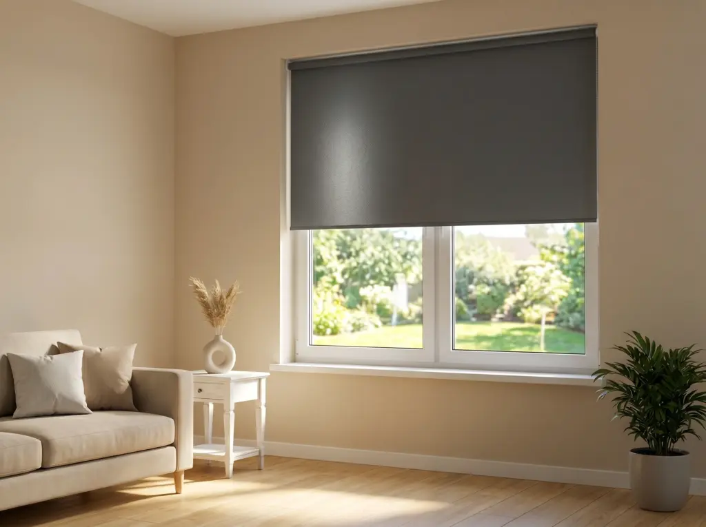Sunlit room demonstrating thermal insulating blinds lowering energy costs and managing interior climate.