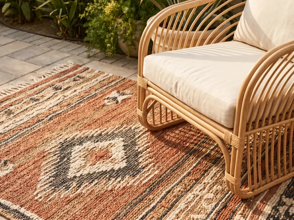 Easy wash garden outdoor rugs Dubai repelling dirt and grass stains seamlessly.