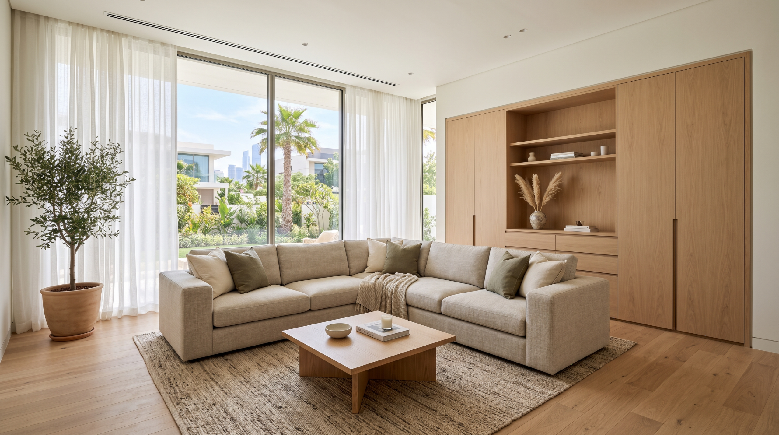 Custom furniture cost Dubai villa living room sofa and wardrobe set
