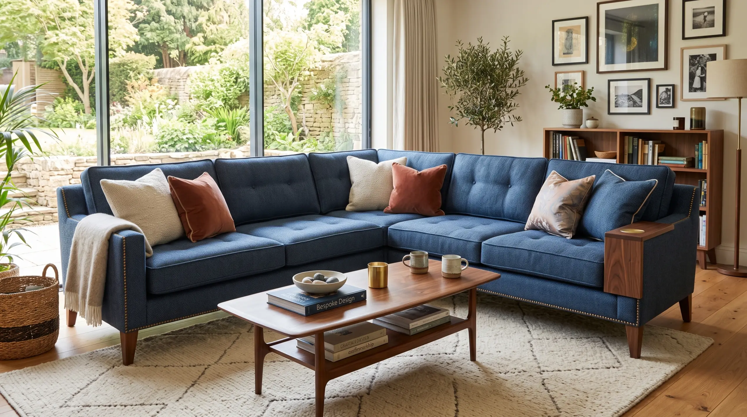 Custom sectional sofa with premium performance fabric designed for modern Dubai homes and summer comfort