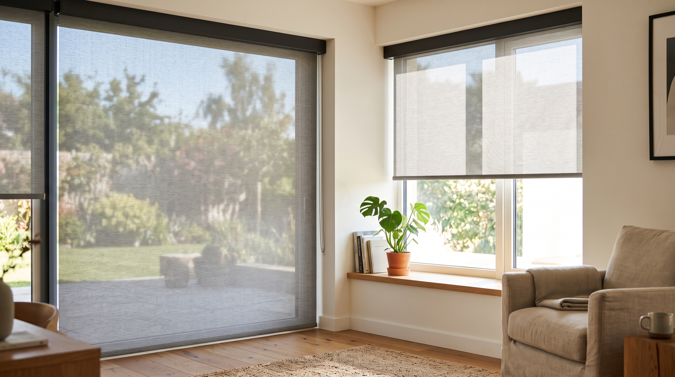 Blackout roller blinds providing privacy and light control in a Dubai bedroom